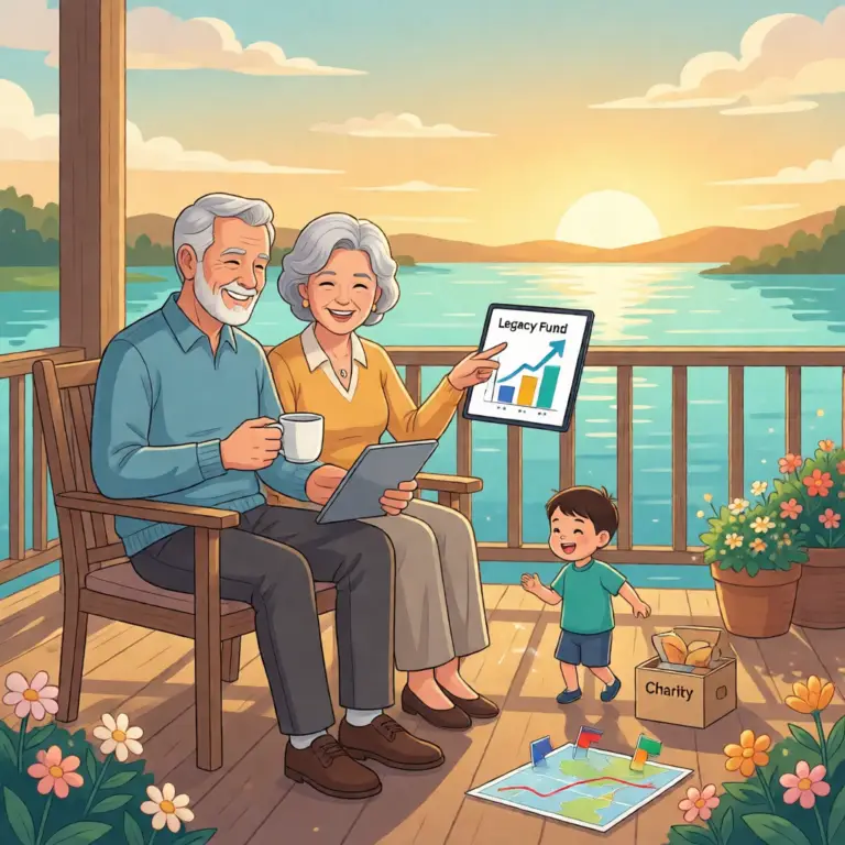 Retired couple enjoying financial freedom: managing wealth, legacy planning, and purposeful spending after retiring with too much money