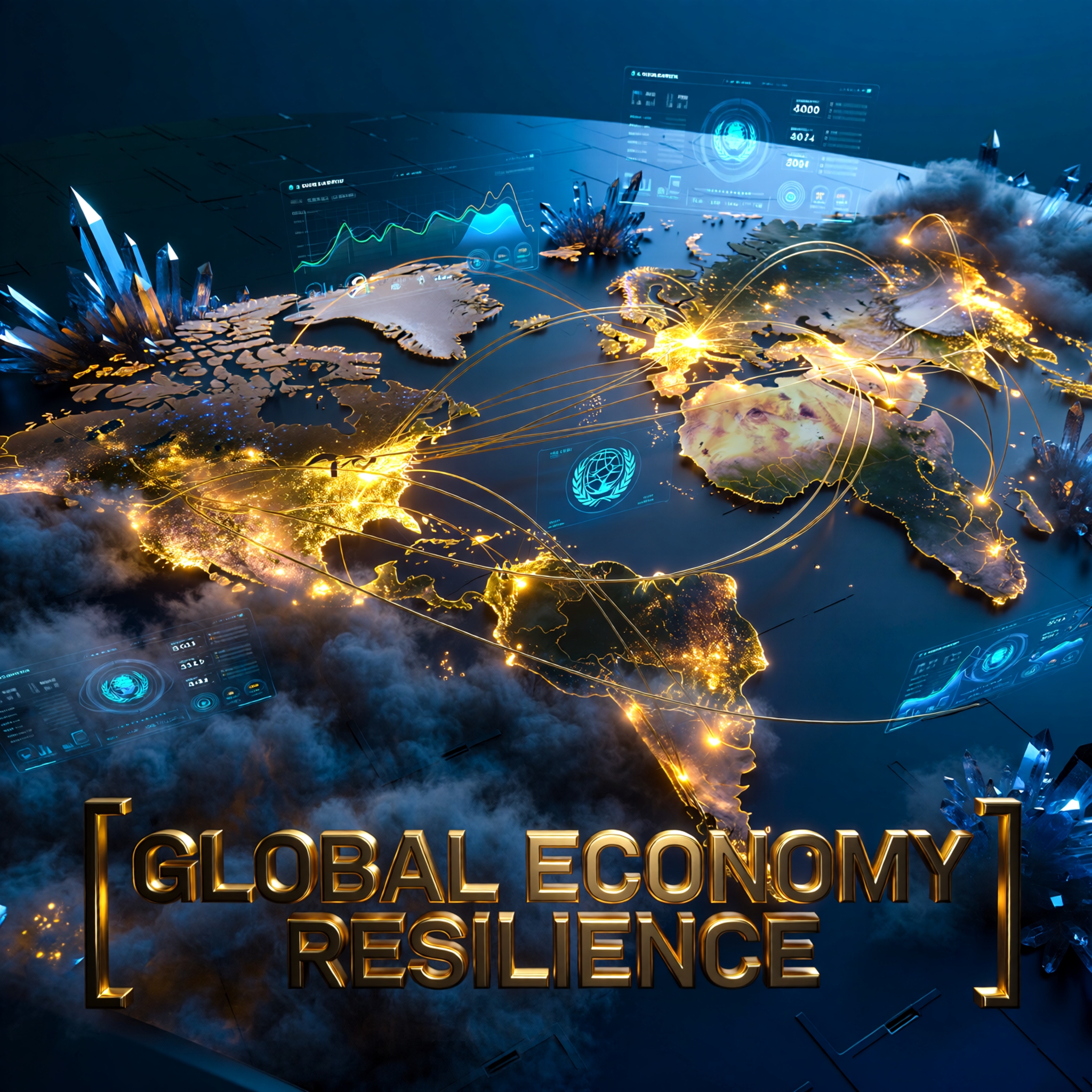 Visual representation of global economy resilience tariff shocks in 2026, showing interconnected trade routes overcoming tariff barriers, as analyzed by UNCTAD.